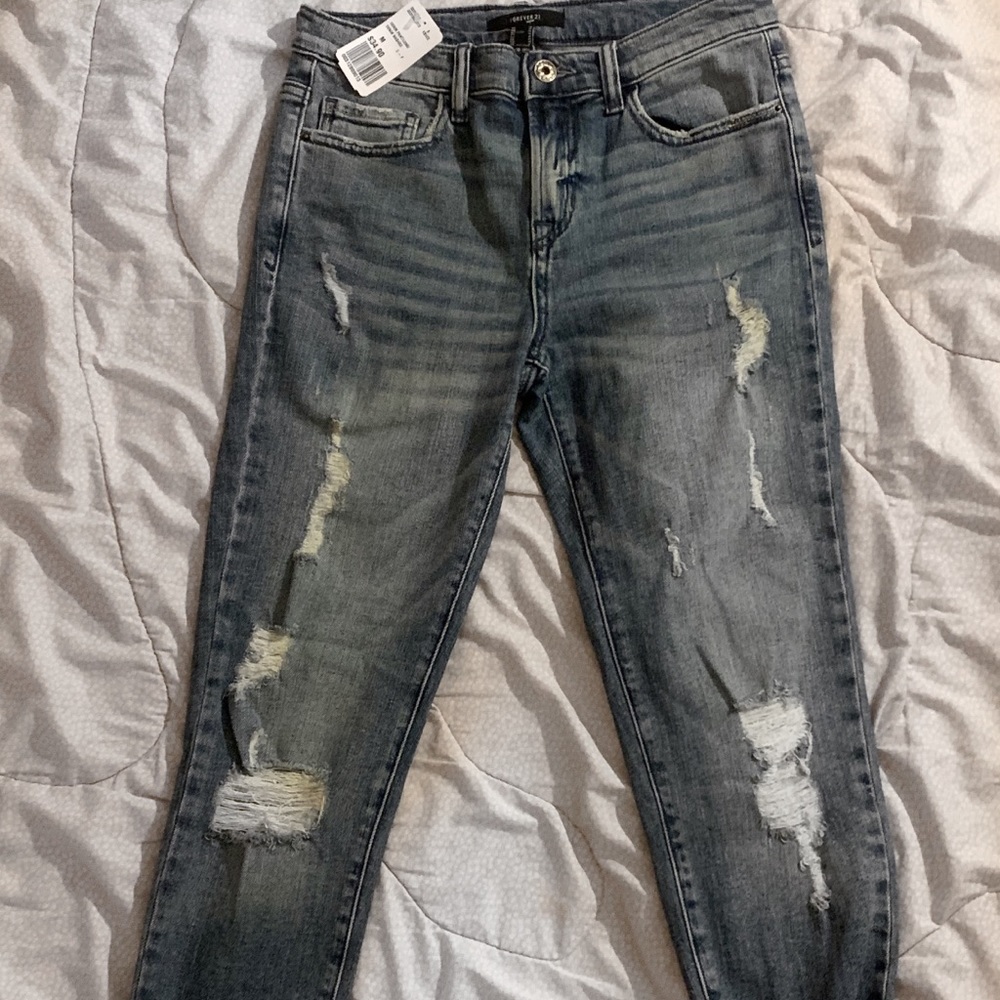 High Rise Forever 21 Ripped Skinny Jeans - Picture 2 of 2